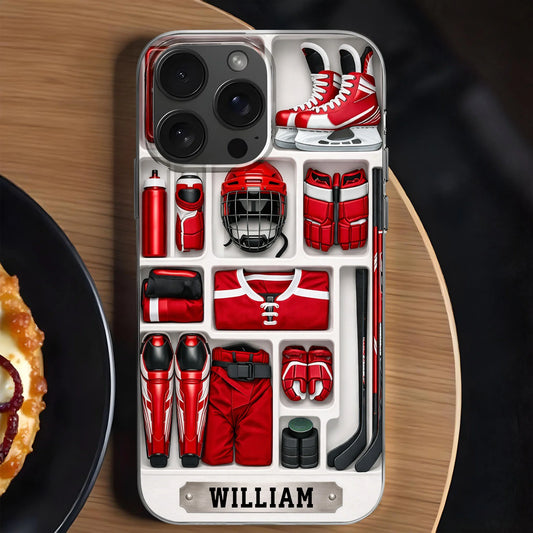 Personalized Hockey Phone Case for Son/Grandson with personalized design details for meaningful gifting