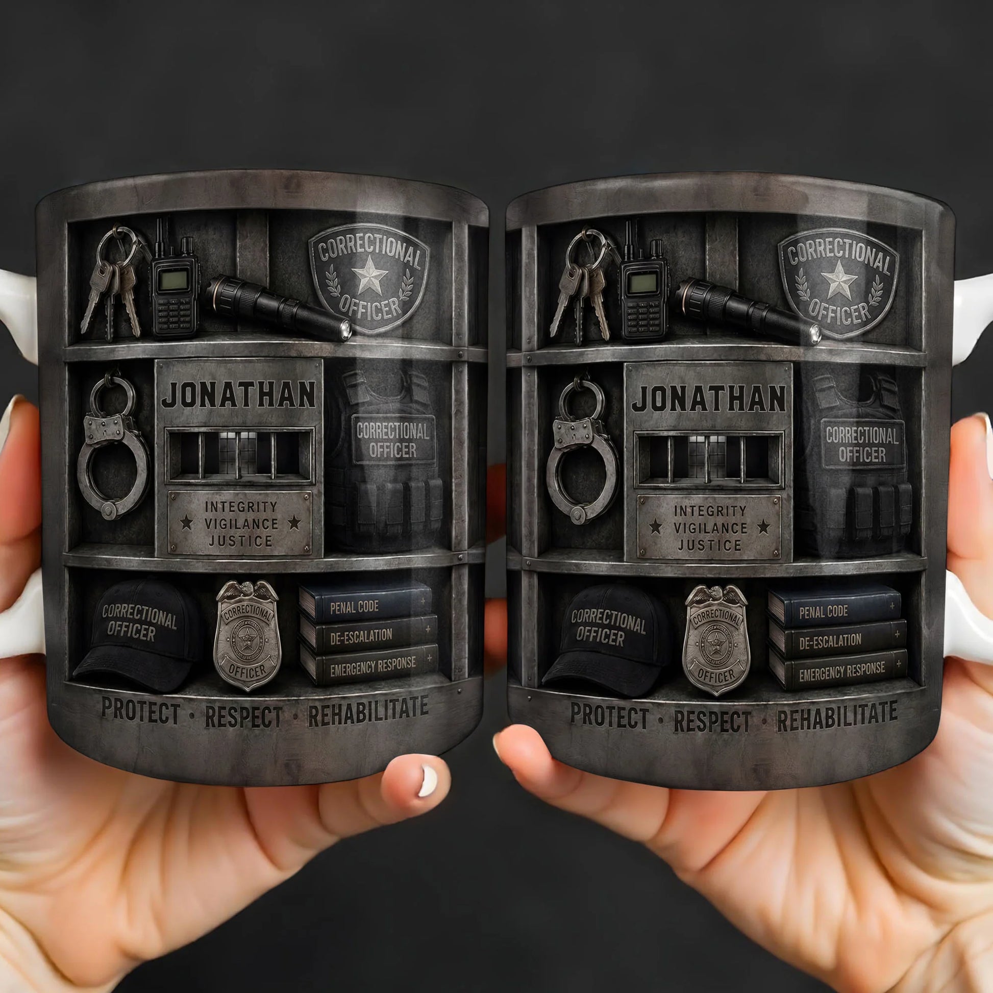 Mug material and size view - Personalized Correctional Officer Mug