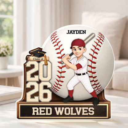 Custom baseball graduation acrylic plaque for Class of 2026 with personalized name and team name - senior night athlete gift
