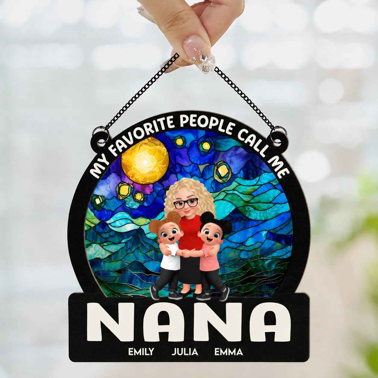 My Favorite People Call Me Grandma - Personalized Suncatcher Ornament Custom Gift