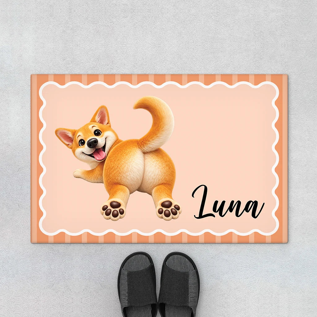 Funny Peeking Butt Personalized Pet Doormat - Entryway Decor for Cat and Dog Lovers