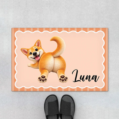 Funny Peeking Butt Personalized Pet Doormat - Entryway Decor for Cat and Dog Lovers