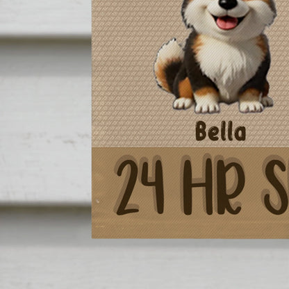 Personalized dog garden flag with Warning Area Patrolled By 24 HR Security text for pet lovers outdoor yard decor image 6