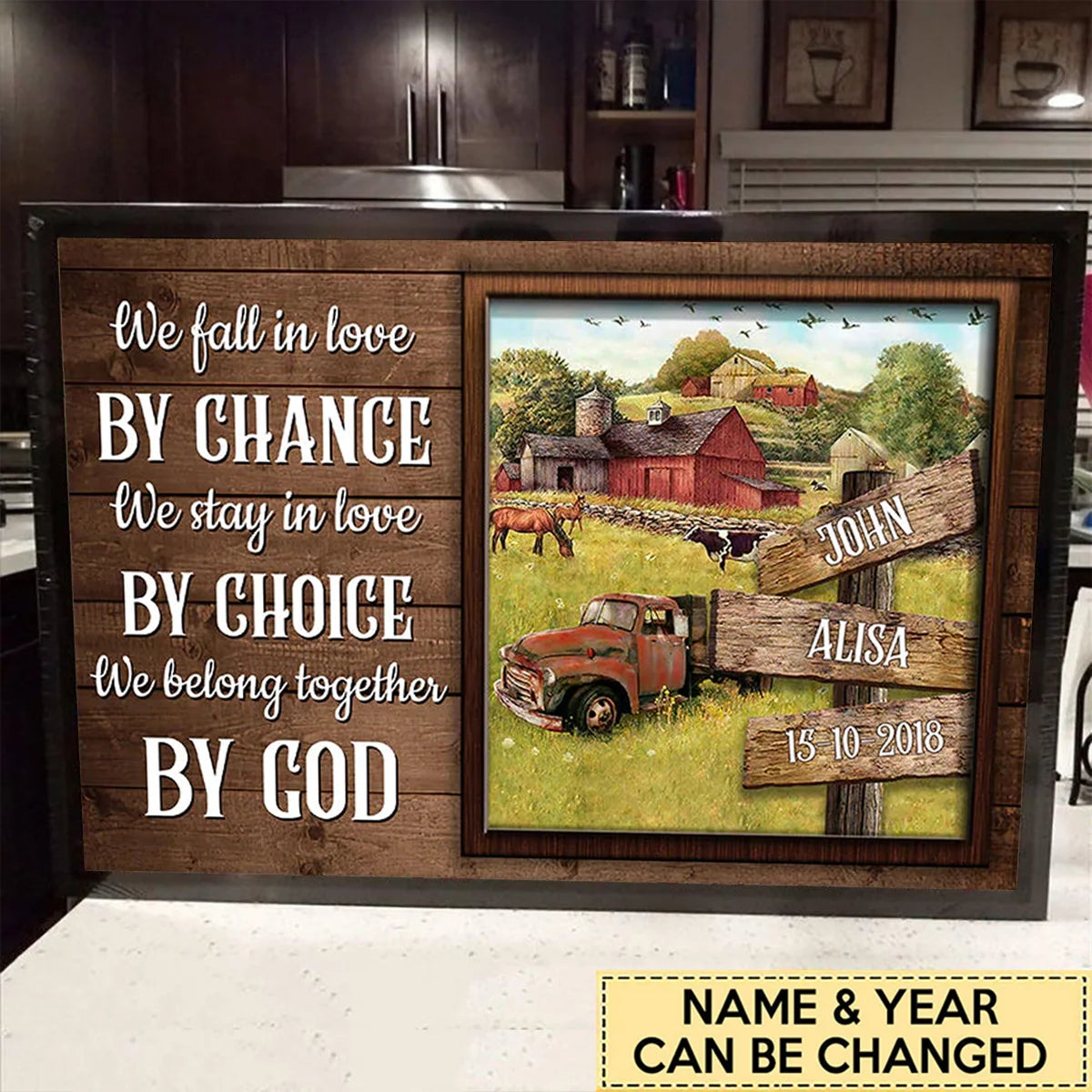 "We Belong Together By God" Personalized Canvas / Poster Wall Art - Custom Anniversary & Wedding Gift for Couples