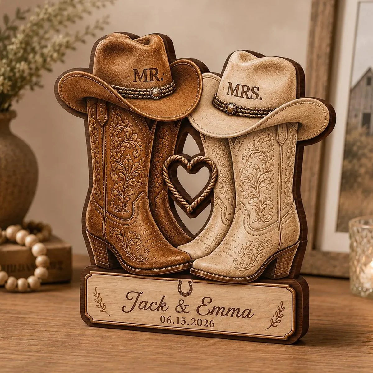Custom Western Wedding Gift for Couples with personalized design details for meaningful gifting
