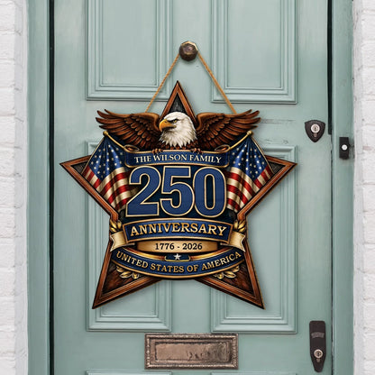 Custom Usa 250Th Anniversary Wood Sign personalization view for Family