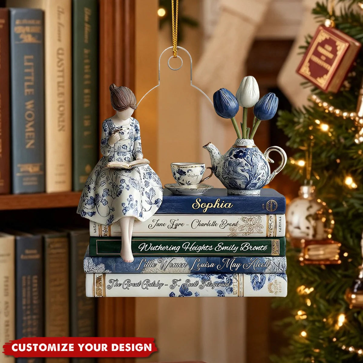 Custom Name Reading Girl Acrylic Ornament - Personalized Gift for Book Lovers & Readers