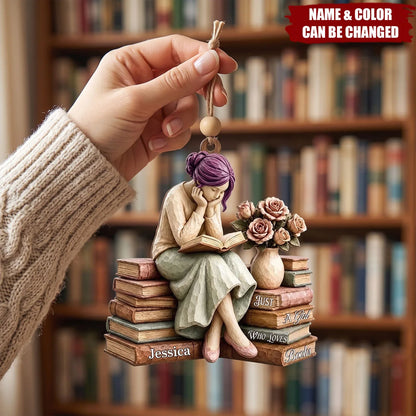 Wooden Ornament material and size view - Personalized Book Lover Wooden Ornament