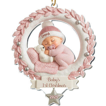 Baby's 1st Christmas, Baby And Wreath Ornament