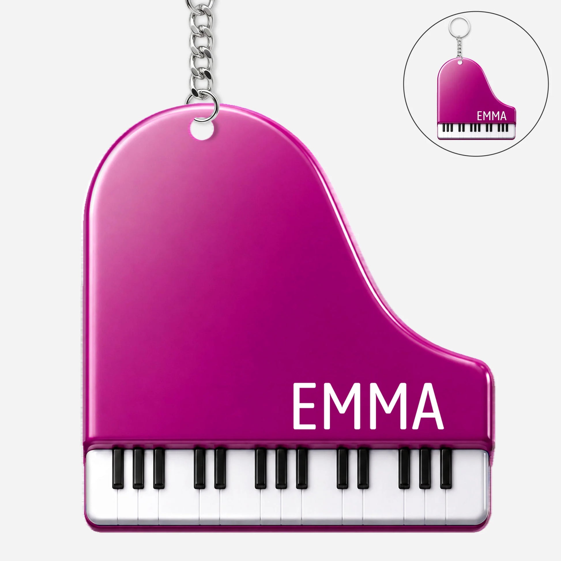 Personalized Piano Acrylic Keychain - Custom Name Gift for Piano Lovers