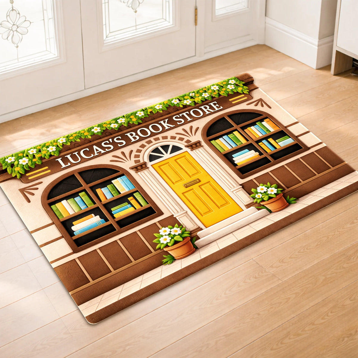 Custom Book Store Shaped Doormat - Personalized Front Door Welcome Mat for Book Lovers