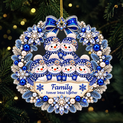 Forever Linked Together Personalized Snowman Family Acrylic Ornament - Christmas Keepsake Gift