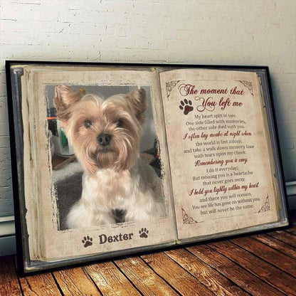 "The Moment That You Left Me" Personalized Pet Memorial Canvas – Sympathy Gift for Dog & Cat Loss