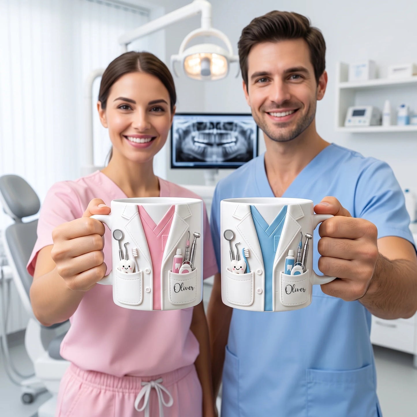 Custom Scrub Coat Dentist Mug - Personalized Hygienist Graduation Gift for Dental