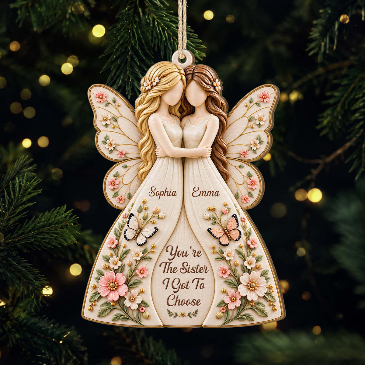 "You're The Sister I Got To Choose" Personalized Wooden Ornament - Friendship Christmas Keepsake Gift for Best Friends