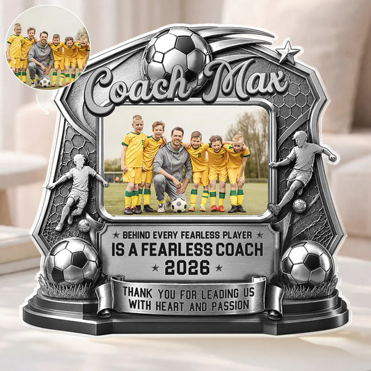 Personalized soccer coach plaque with custom team photo print - unique thank you gift for football coaches