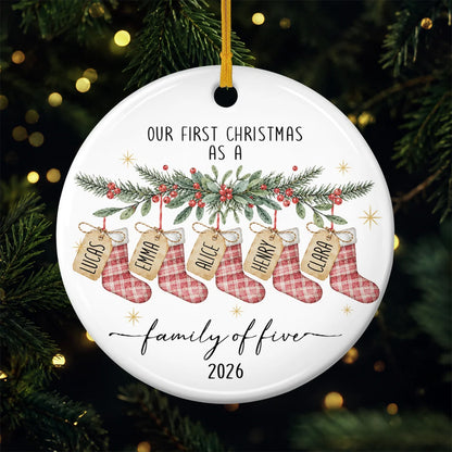 Our First Christmas as a Family - Personalized Family Christmas Ceramic Ornament