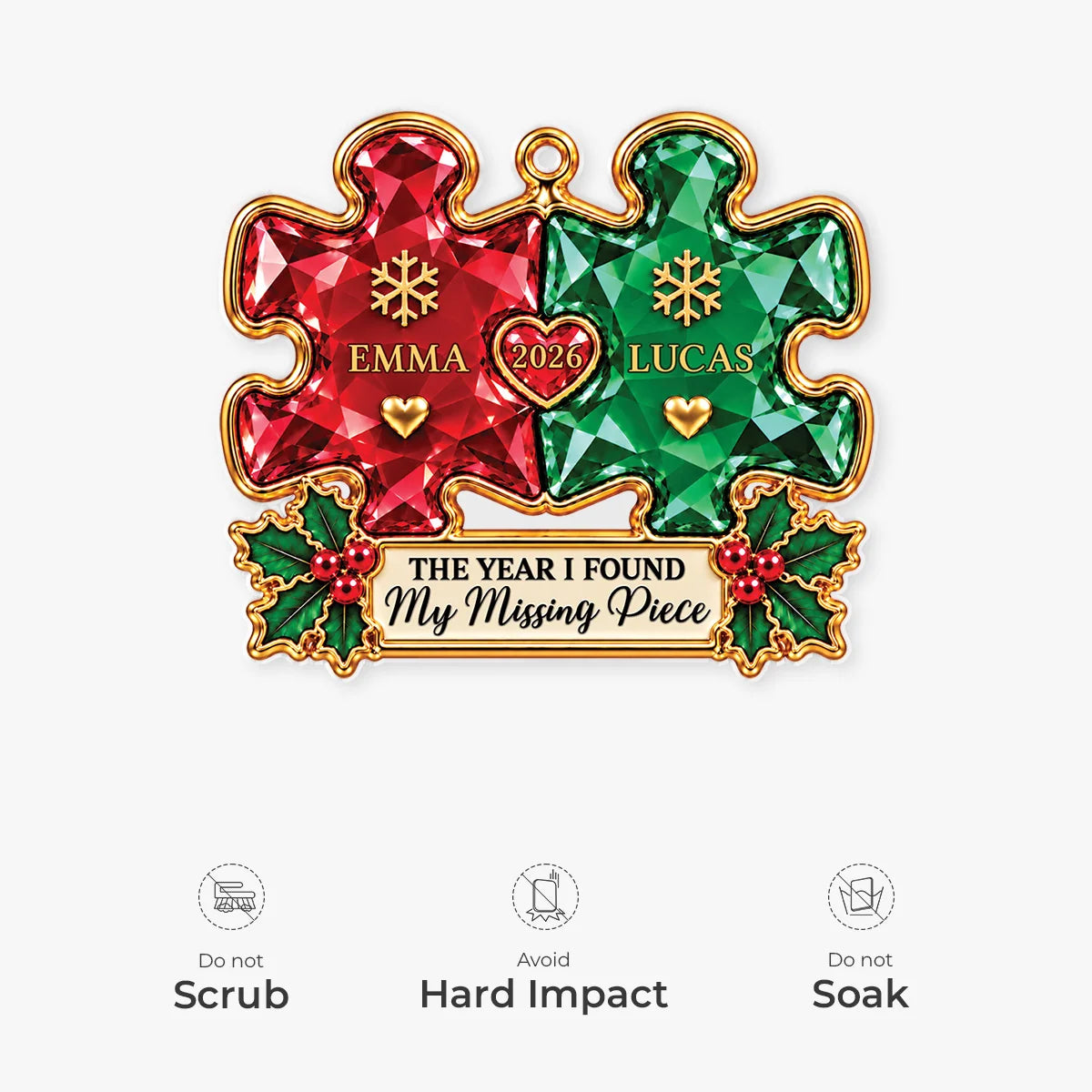 "The Year I Found My Missing Piece" Custom Couple Acrylic Ornament - Christmas Keepsake