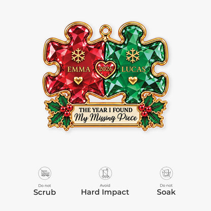 "The Year I Found My Missing Piece" Custom Couple Acrylic Ornament - Christmas Keepsake