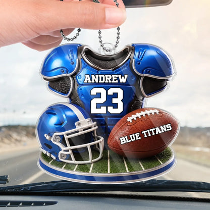 Personalized American Football Acrylic Car Ornament - Custom Jersey & Helmet Gift for Sports Lovers