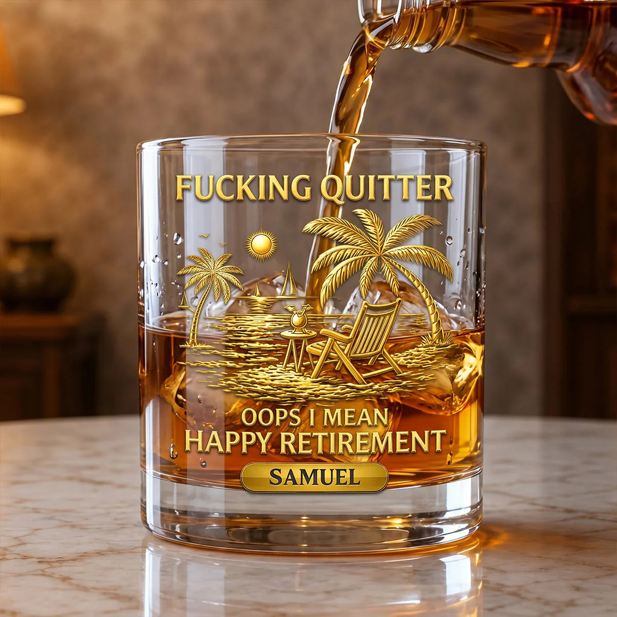 Personalized Retirement Whiskey Glass personalization view for Coworker / Boss