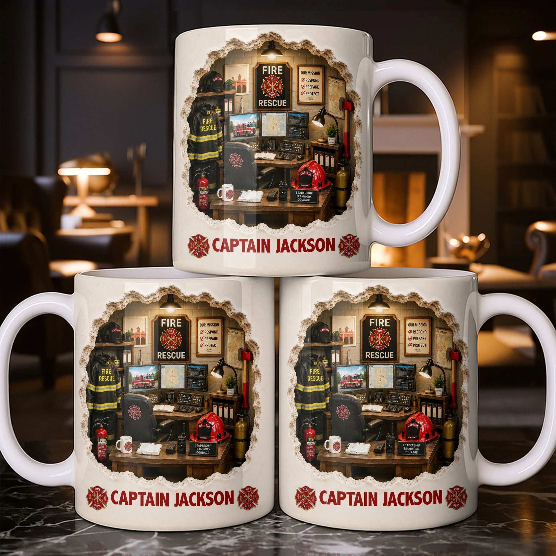 Personalized firefighter mug with custom name and fire station office design - gift for fire department heroes image 9