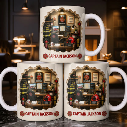 Personalized firefighter mug with custom name and fire station office design - gift for fire department heroes image 9