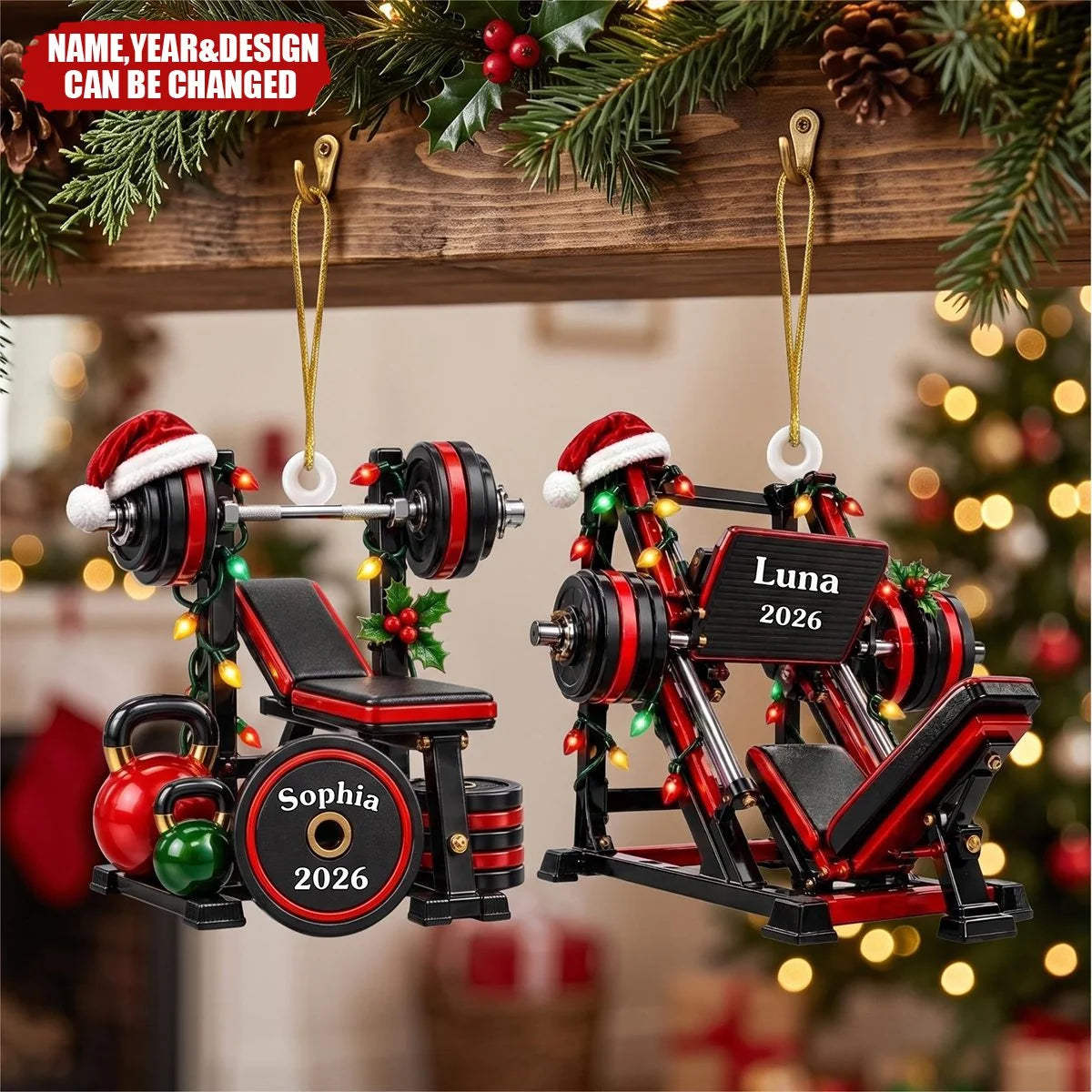 Personalized Gym Christmas Ornament - Custom Fitness Keepsake Gift for Workout Buddy