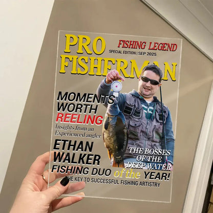 Pro Fisherman Magazine Custom Photo Acrylic Plaque - Personalized Fishing Legend Gift