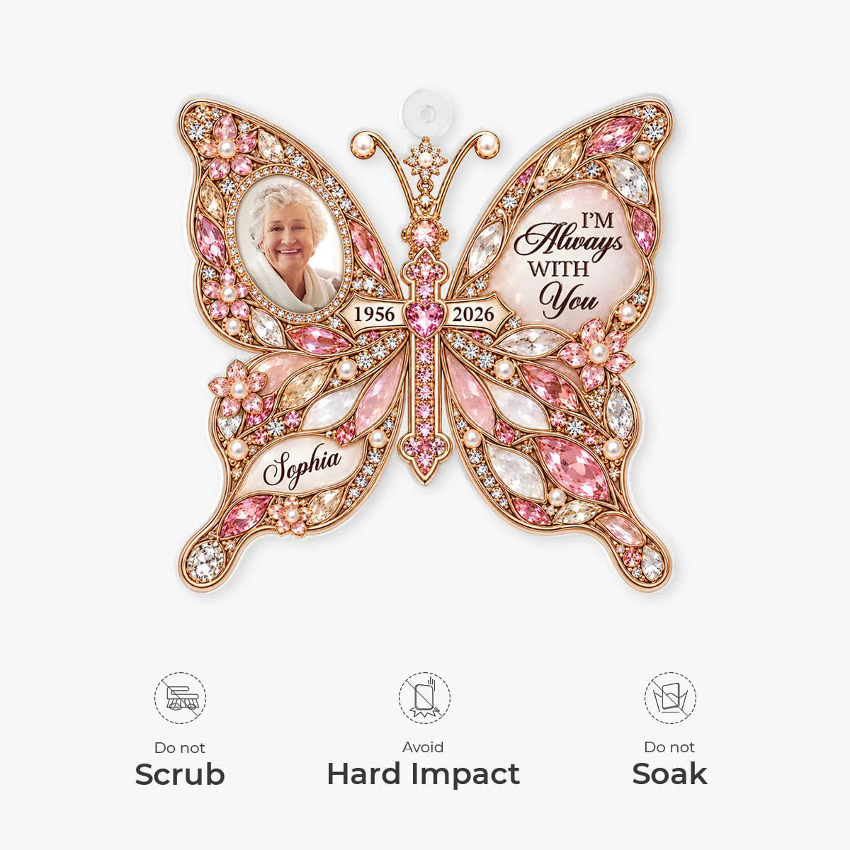 I’m Always With You Butterfly Memorial Ornament - Personalized Acrylic Keepsake with Custom Name, Sympathy Gift for Family