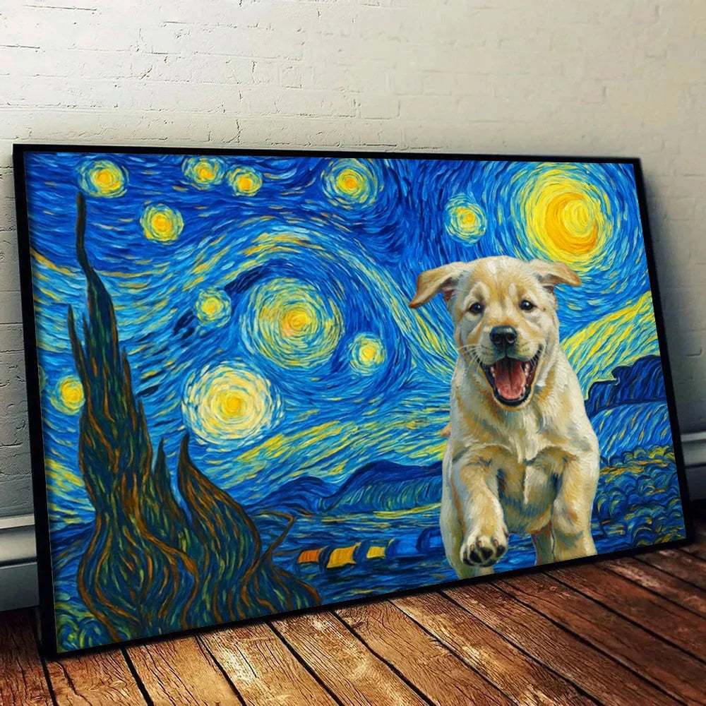 Custom Starry Night Pet Canvas / Poster - Personalized Photo Gift for Dog Lovers