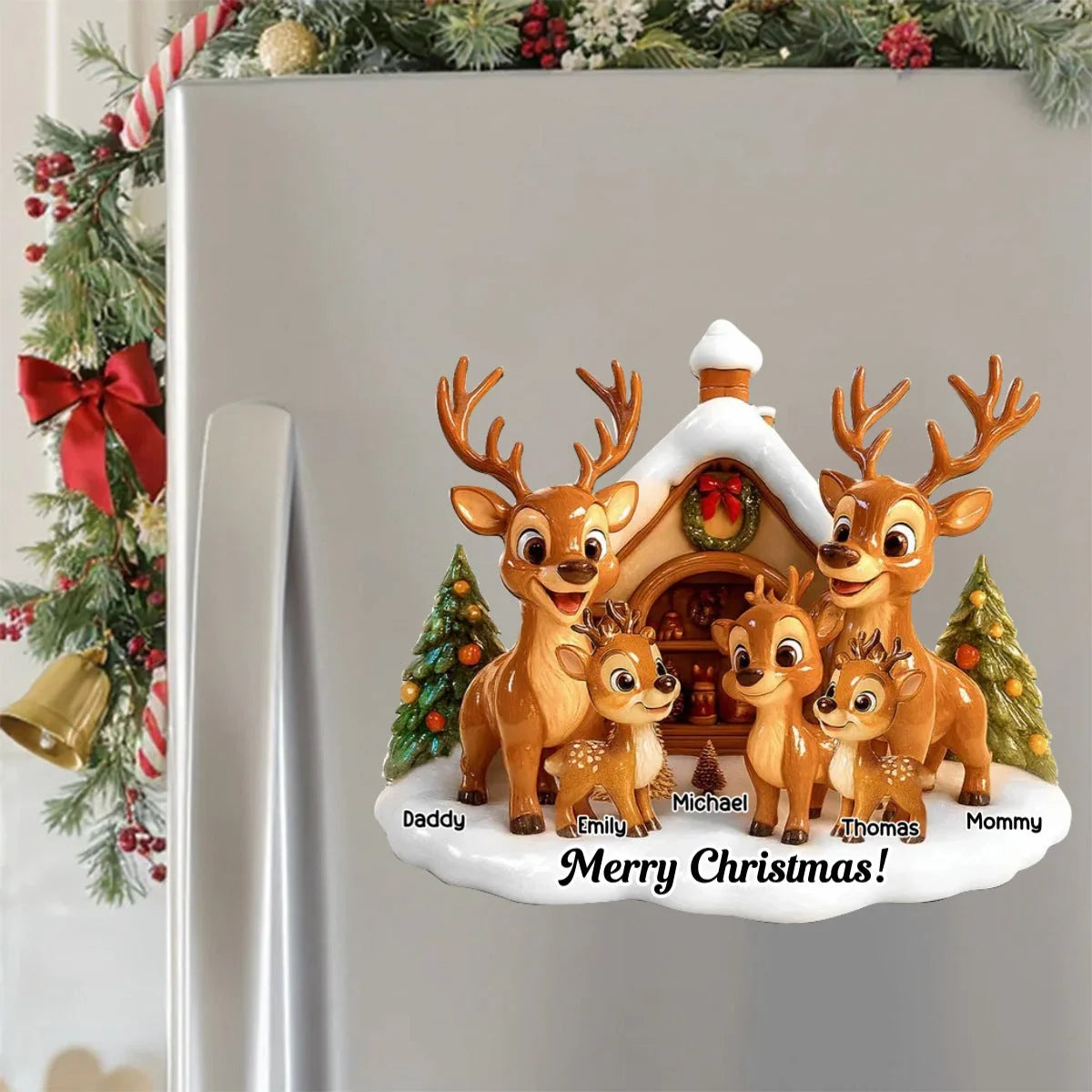 Personalized Christmas Reindeer Family Decal - Custom Holiday Sticker for Grandparents and Parents