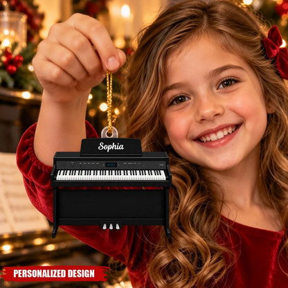Personalized Piano Christmas Ornament - Custom Name Acrylic Music Keepsake Gift for Pianists, Students and Teachers