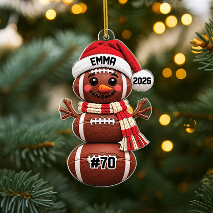 Personalized Sports Ball Snowman Acrylic Ornament, Custom Name & Number Christmas Keepsake Gift for Kids & Athletes