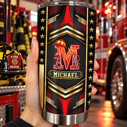 Firefighter Alphabet Custom Name Tumbler - Personalized Gift for Fireman