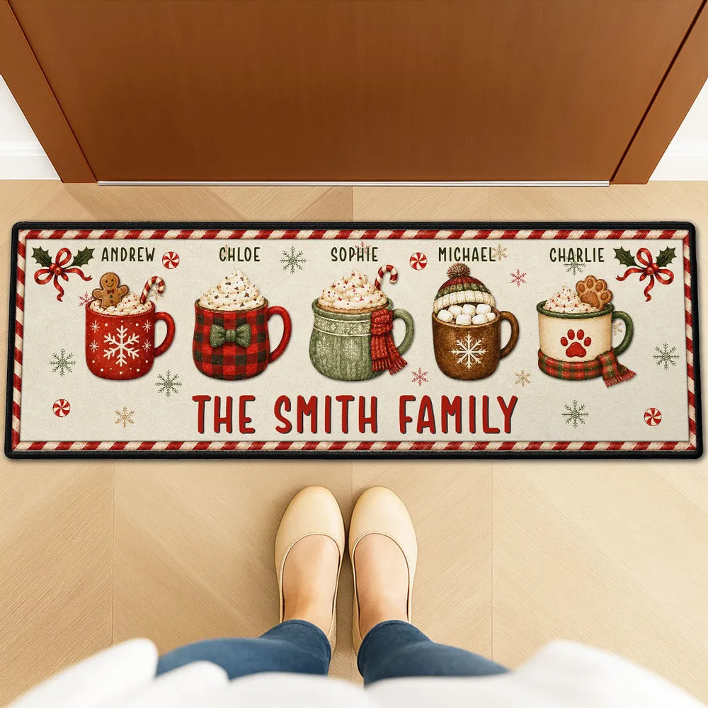 Christmas Together Personalized Runner Rug - Custom Family Name Mat for Holiday Home Decor