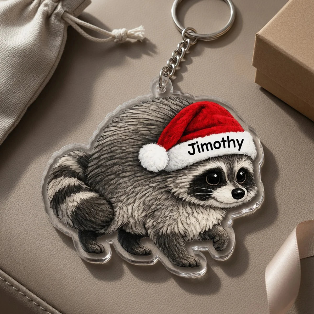 Personalized Raccoon Car Ornament - Custom Acrylic Hanging Charm for Pet Lovers