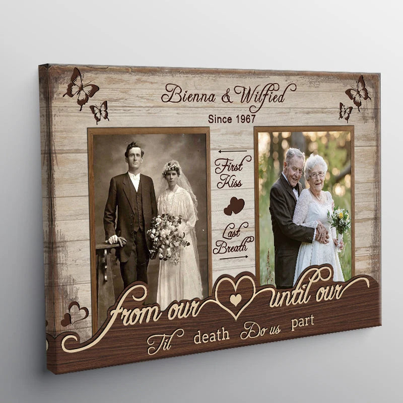 "From First Kiss to Last Breath" Personalized Couple Canvas / Poster - Custom Anniversary Wall Art Gift