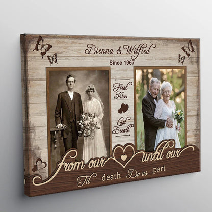 "From First Kiss to Last Breath" Personalized Couple Canvas / Poster - Custom Anniversary Wall Art Gift