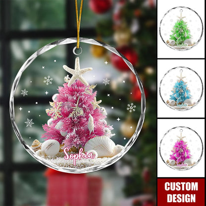 Personalized Coastal Christmas Tree Ornament - Custom Beach Holiday Keepsake Gift