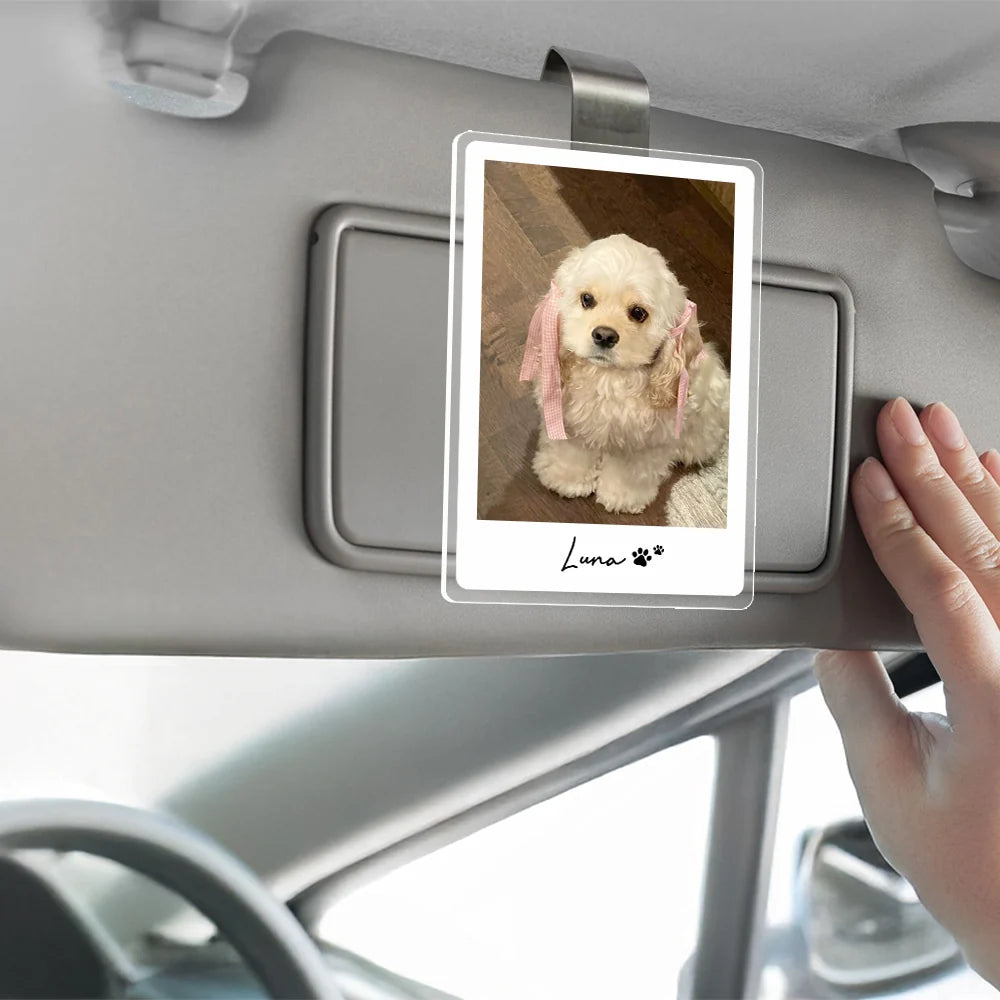 Custom Pet Photo Acrylic Car Visor Clip - Personalized Dog & Cat Lover Keepsake Gift