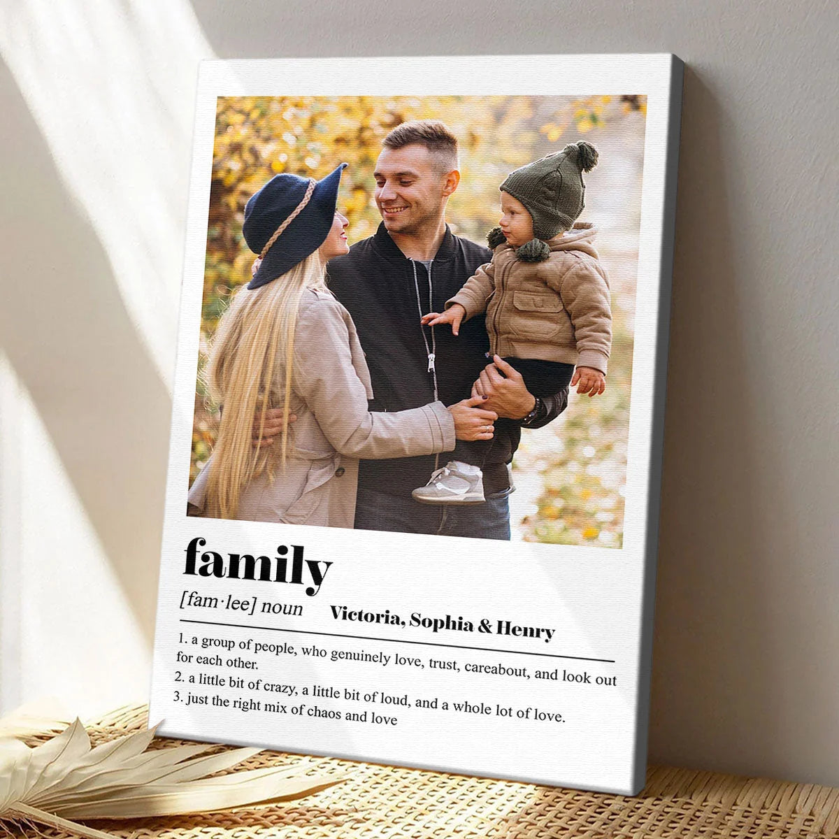 Family Definition Custom Photo Canvas / Poster - Personalized Wall Art Keepsake for Mom and Dad