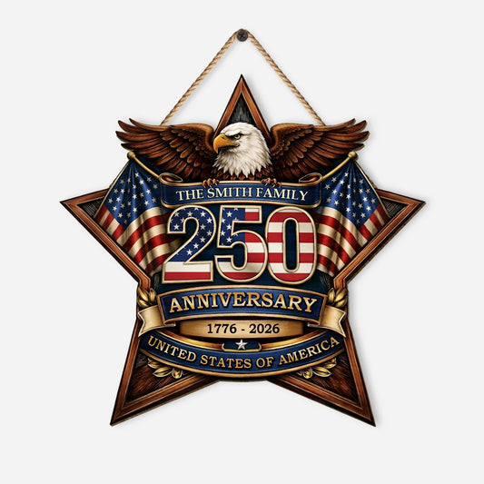 Custom Usa 250Th Anniversary Wood Sign for Family with personalized design details for meaningful gifting