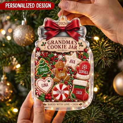 Grandma's Cookie Jar Personalized Acrylic Ornament - Custom Grandkids Christmas Keepsake