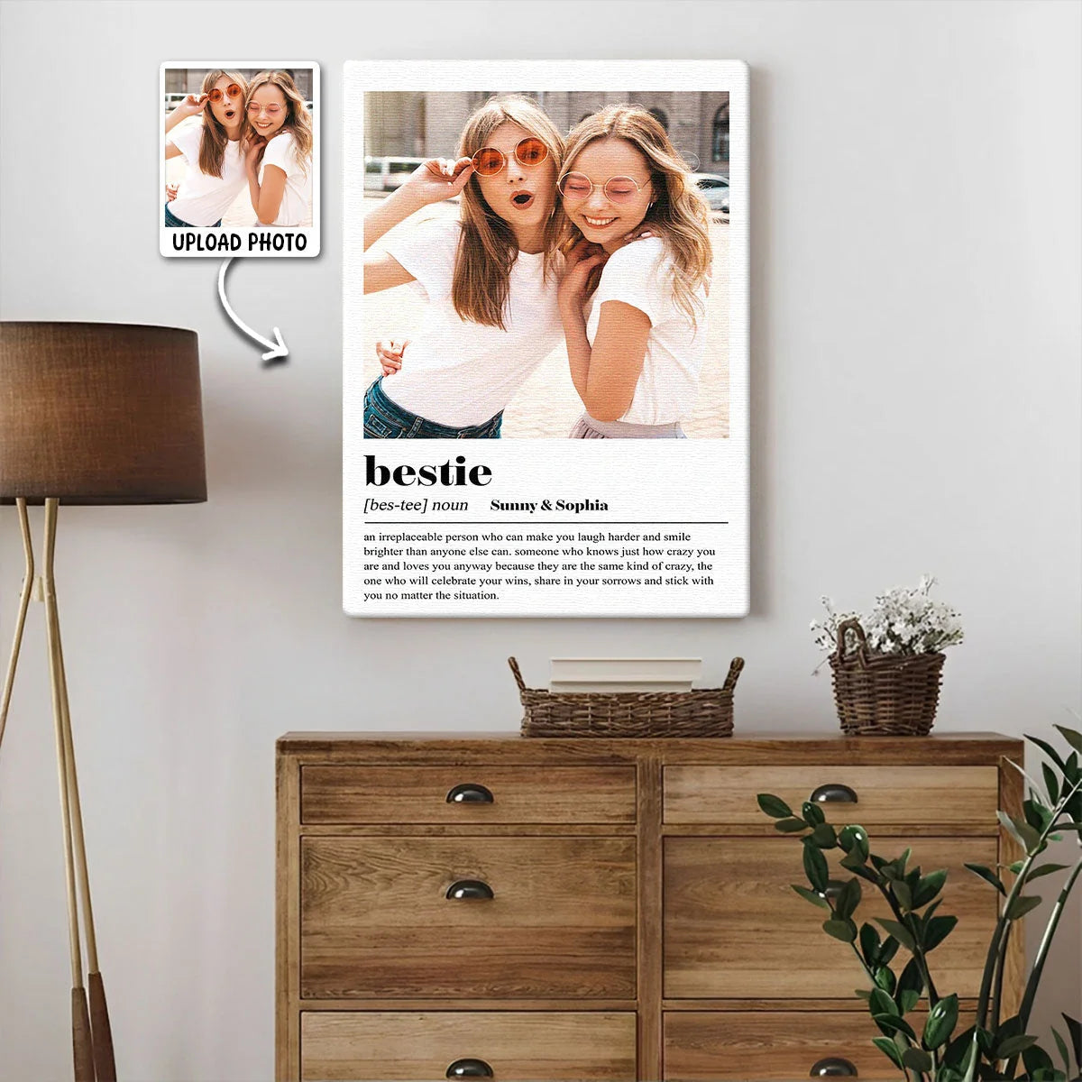 Bestie Definition Personalized Best Friend Canvas / Poster - Custom Photo Gift for Besties