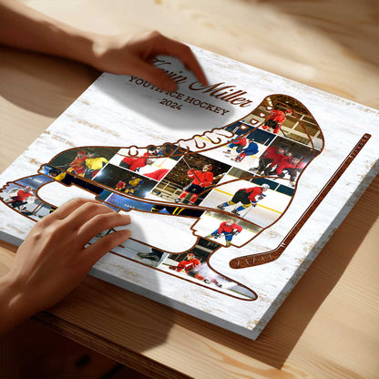 Personalized Ice Hockey Canvas Poster personalization view for Son/Grandson