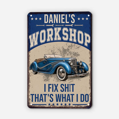 Custom Garage Metal Sign personalization view for Dad