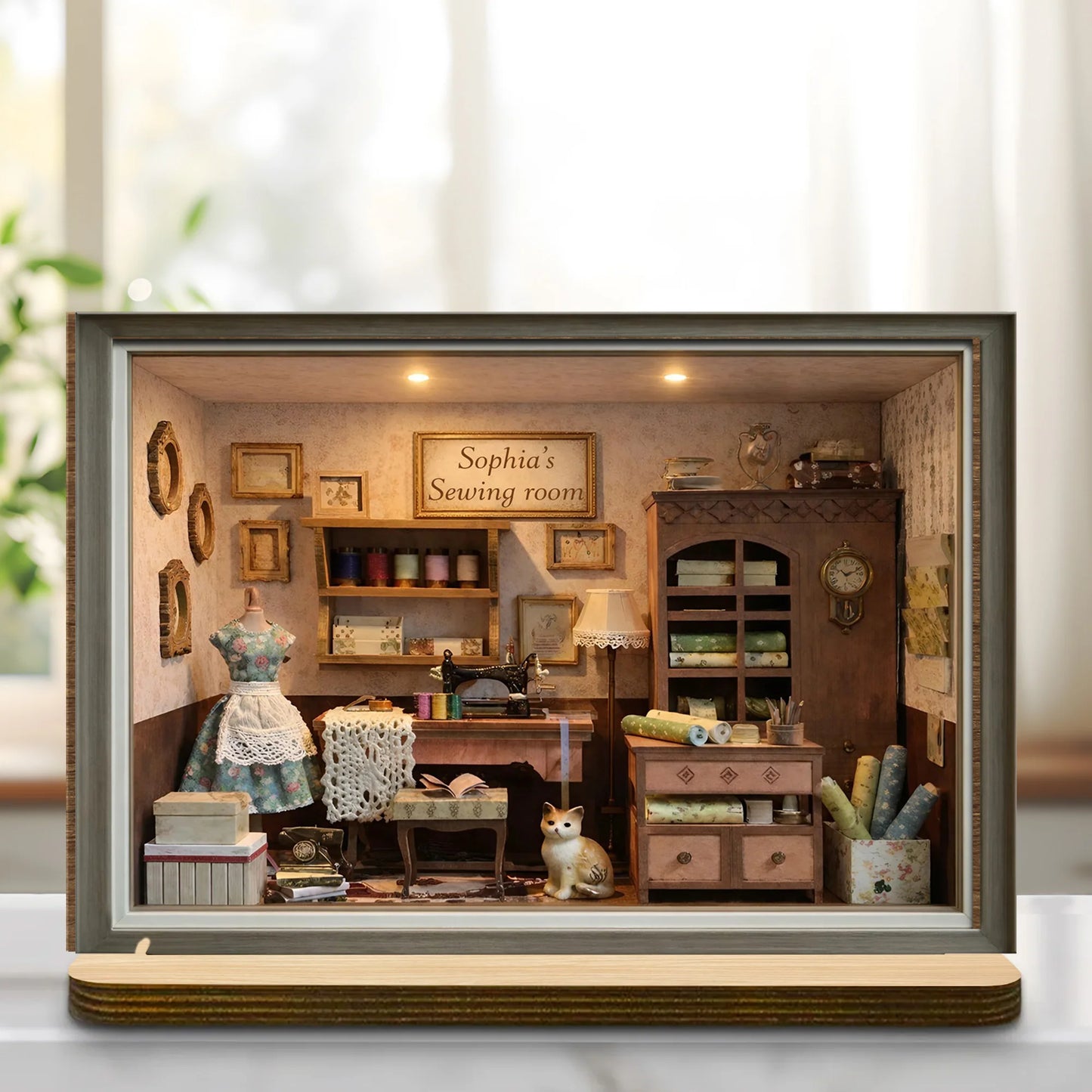 Custom Sewing Room Wood Plaque for Mom with personalized design details for meaningful gifting