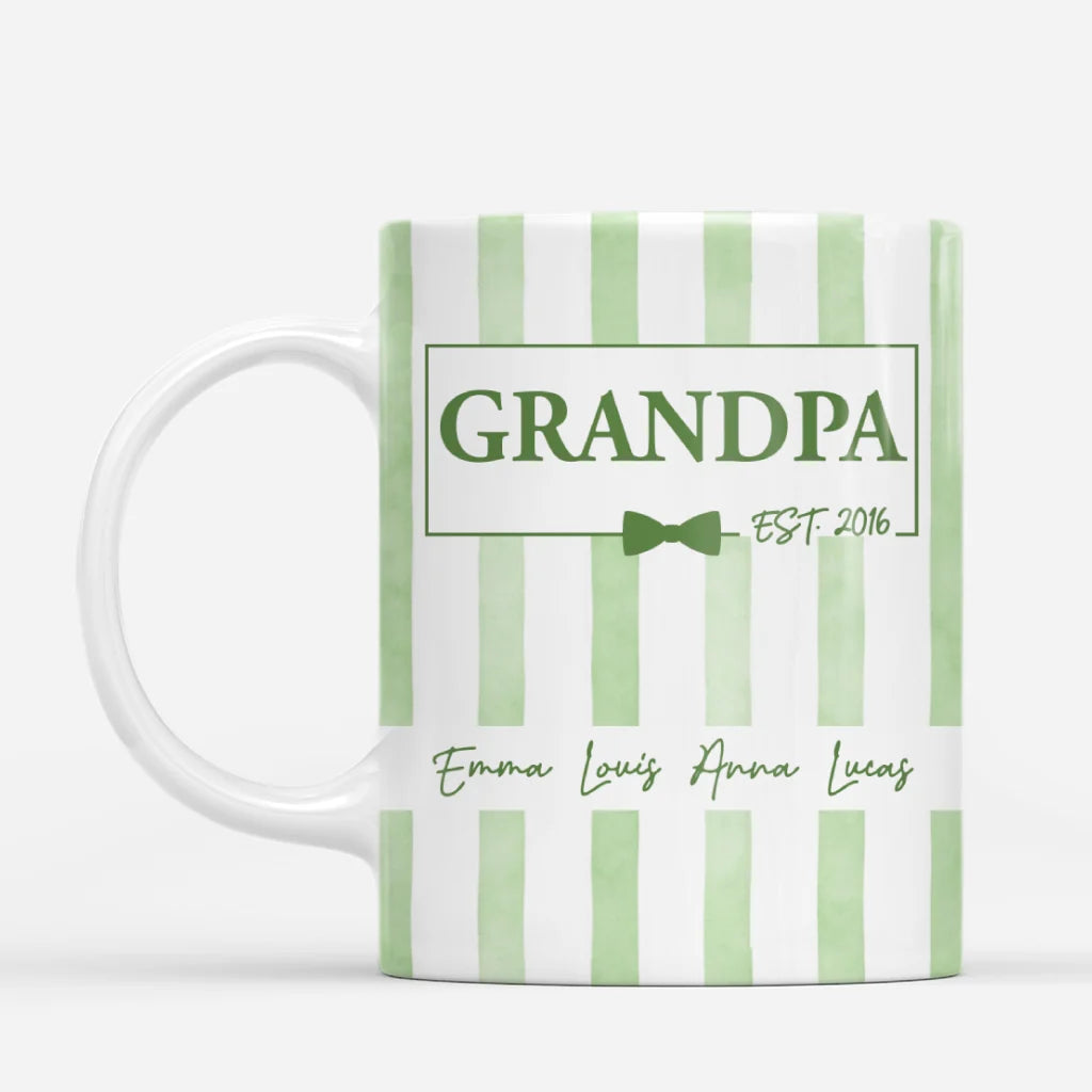 Custom Est Year Striped Coffee Mug - Personalized Gift for Mom & Dad