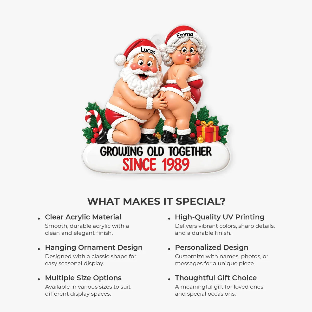 Growing Old Together Personalized Acrylic Ornament for Couples - Funny Christmas Gift for Husband Wife